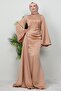 Jasmine Satin Evening Dress Sütlükkahve - 3