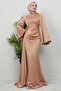 Jasmine Satin Evening Dress Sütlükkahve