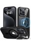 iPhone 16 Pro Compatible Halolock Mag Safe Classic Hybrid Stand Silicone Case Transparent Black