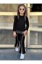 Girl Child Stone Embroidered Top and Bottom Pants Blouse Suit Black