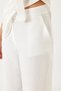 Women's White Belted Palazzo Trousers Linen Ayrobin Bottom-Top Set 60323 60271039 - 5