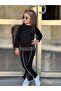 Girl Child Stone Embroidered Top and Bottom Pants Blouse Suit Black - 2