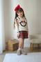 Girl's red plaid knit skort set with smiley face/star embroidery - 2 piece outfit - 3