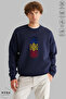 Unisex Long Sleeve Romania Cusatura Printed Crew Neck Hoodless Raster Oversize Sweatshirt