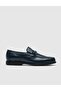 Genuine Leather Navy Blue Men's Shoes with Buckle Accessories