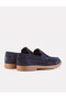 Navy Blue Suede Genuine Leather Men's Casual Shoes - 3