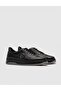 Rubber Sole Genuine Leather Black Lace-Up Men's Sports Shoes - 2