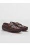 100% Genuine Leather Brown Buckle Detailed Men's Loafer - 2