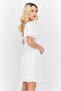 Women Button Fasten Detail Puffed Sleeve Mini Dress, White - 3