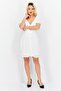 Women Button Fasten Detail Puffed Sleeve Mini Dress, White - 2