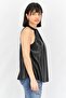 Women Mock Neck Sleeveless Plain Top, Black - 2