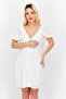 Women Button Fasten Detail Puffed Sleeve Mini Dress, White