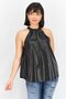 Women Mock Neck Sleeveless Plain Top, Black