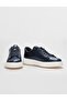 Genuine Leather Navy Blue Lace-Up Men's Sports Shoes - 4