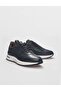 Genuine Leather Navy Blue Lace-Up Men's Sports Shoes - 4