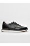 Genuine Leather Black Lace-Up Men's Sports Shoes