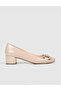 Patent Leather Genuine Leather Beige Women's Thick Heeled Shoes
