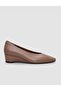 100% Genuine Leather Beige Women's Wedge Heeled Shoes