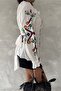 Women's White Waist Tie Embroidered Cotton Blouse - 5
