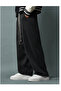 Black Wide Cut Baggy Oversize Plus Size Fit Comfortable Fabric Sweatpants Sportswear Pants Gf5 - 2