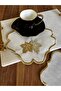 6 Pieces of Leaf Patterned Gold Color Embroidered Coffee Side Presentation Cocktail Napkins - 6