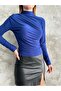 Sandy Fabric Bluz with Shoulder and Waist with Spring Lapel - 2