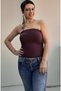 Plum Combed Cotton Viscose Strapless Badi Tank Tops T-Shirt Bustier - 2