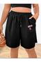 Women's Losangeles 23 Printed Bermuda Comfortable Fit Black Shorts