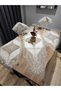 Home Textile Living Room Set Luxury Set of 5 Beige[Milk Coffee] Runner-135X43 Shomen-92X40 Napkin-40X40