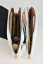 Women's Clover White 4-Pocket Cover Column Strap Zipper and Snap Closure Handbag and Shoulder Bag - 4