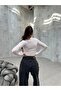 Women's White Cotton Long Sleeve Crew Neck Basic Long Blouse - 7