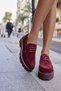 Alvarez Women's Burgundy Suede Loafer Shoes - 5