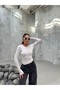 Women's White Cotton Long Sleeve Crew Neck Basic Long Blouse - 4