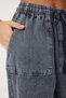 Wide Leg Denim Palazzo Trousers with Faded Effect Anthracite Lmx0071 - 6