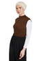 Organic Sleeveless Turtleneck Lycra Women's Zero Sleeve Bodysuit - Chocolate - 2