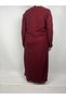 Women's Black Red Pentagonal Neck Long Sleeve Suede Mother Dress - 6