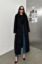 Oversize Coat with Embroidery Detail on the Sleeves Black 3085
