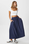 Navy Blue Lola Zippered Long Skirt - 1206