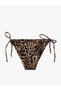 Leopard Patterned Drawstring Bikini Bottom - 2