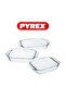 Rectangular Roaster Set of 3 (2.1L+2.9L+3.8L) - Oven, Microwave, Freezer, and Dishwasher Safe