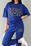 USA New York City Printed Oversize Summer Top and Bottom Tracksuit Set - 2
