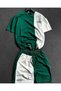 Large Size Green and White Piece Responsibility Printed Shorts T-shirt Summer Suit - 2