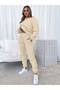 Women's Plus Size Good Vibes Printed Oversize 3 Thread Tracksuit Set - 3