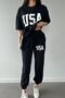 USA New York City Printed Oversize Summer Top and Bottom Tracksuit Set