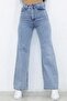 Dessin Light Blue Snow Washed Lycra Palazzo Loose Leg Super High Waist Jean Trousers - 3