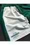 Large Size Green and White Piece Responsibility Printed Shorts T-shirt Summer Suit - 4