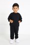 Kids Unprinted Crew Neck Children's Black Pocket Top and Bottom Set