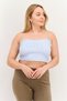 Women Straight Across Strapless Brand Logo Tube Top, Light Blue