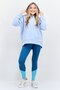 Women Hooded Long Sleeves Brand Logo Sweatshirt, Light Blue - 4