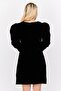 Women Velvet Mini Dress, Black - 2